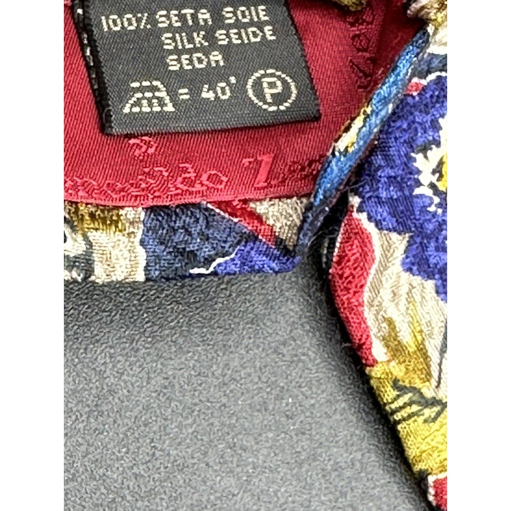 Y2K Vintage Ermenegildo Zegna Tie Red Blue Bold Floral Abstract 100% Silk - Picture 3 of 4